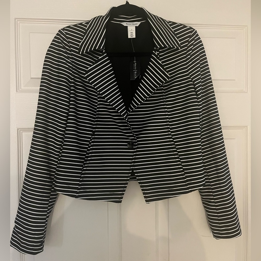 NWT White House black market ottoman crop jacket striped 2 XS blazer